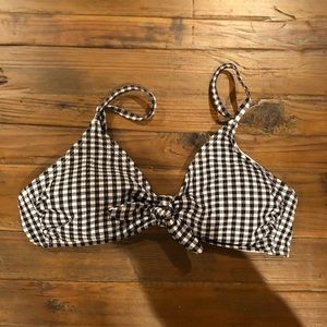 Black and white gingham bathing suit top